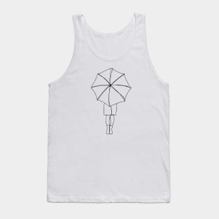 Woman with Umbrella Line Art - Woman Holding Umbrella - Under the Umbrella Tank Top